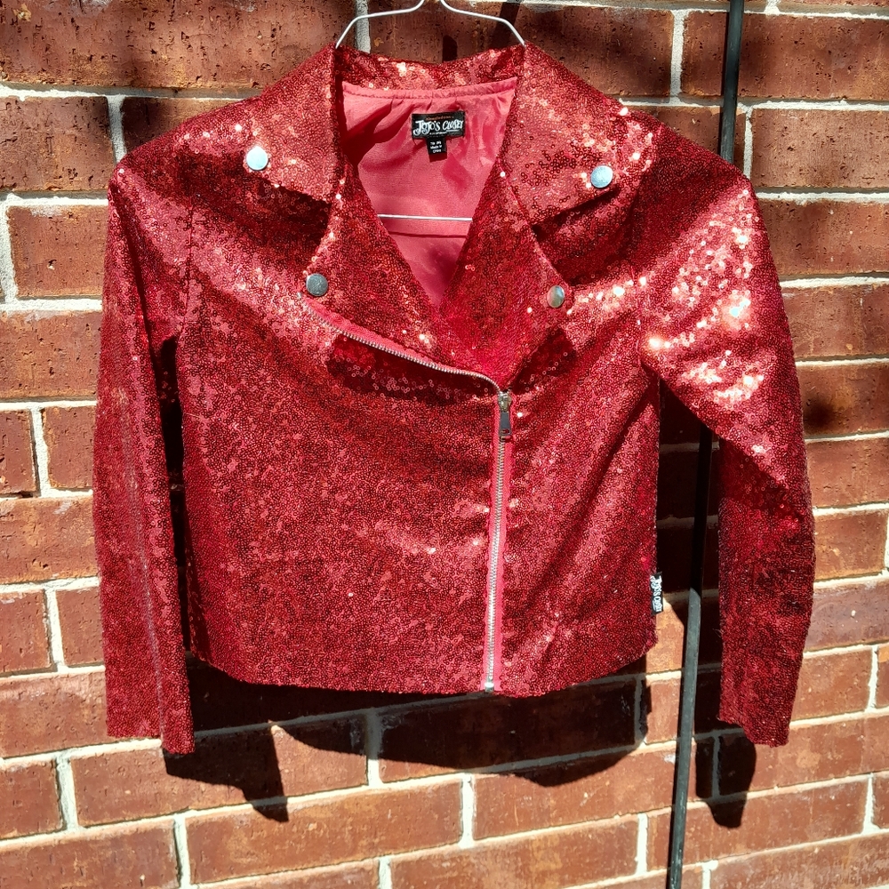 Red Sequin Crop Jacket
